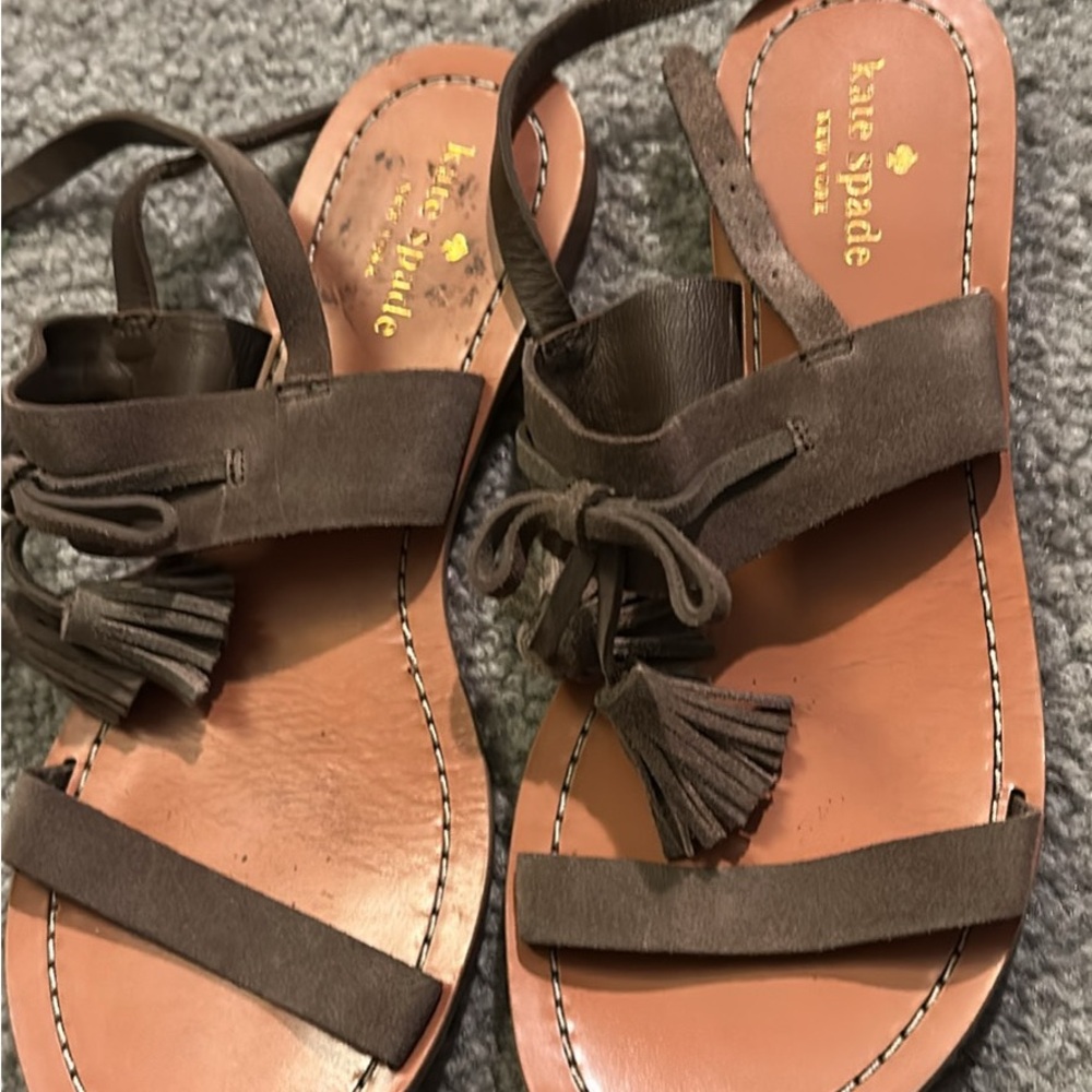 Kate Spade Dark Brown Suede Sandals. - Picture 2 of 5